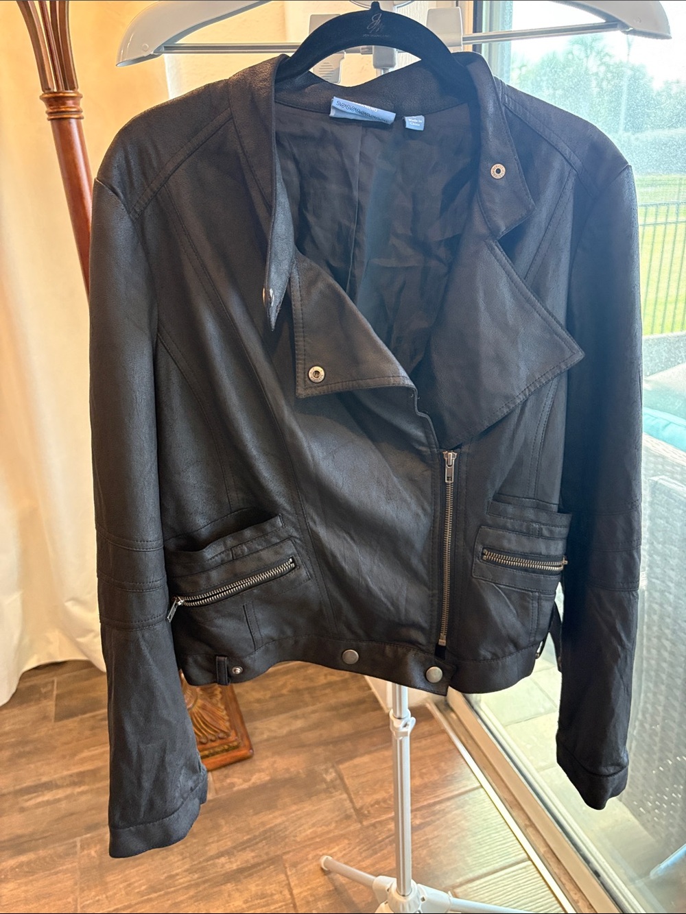 Simply Vera Vera Wang Black Leather Moto Jacket
